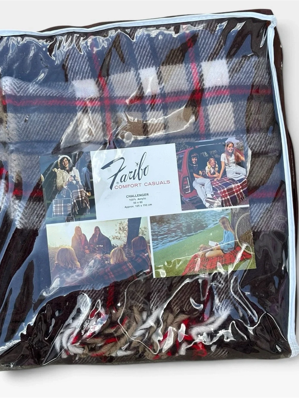 Vintage Faribo Plaid Blanket And Carry Bag